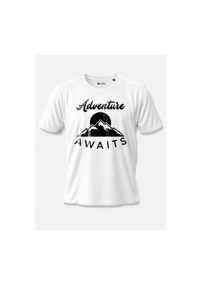 North Whiskers Adventure Awaits Doğa Ve Kamp Temalı Baskılı %100 Pamuklu T-shirt Beyaz - 874905630 Beyaz - 874905630 Beyaz