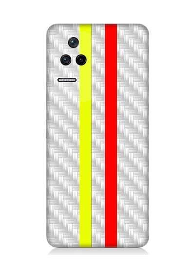 Xiaomi Poco F4 Uyumlu Sarı Kırmızı Metal Motif Desenli Silikon Kılıf