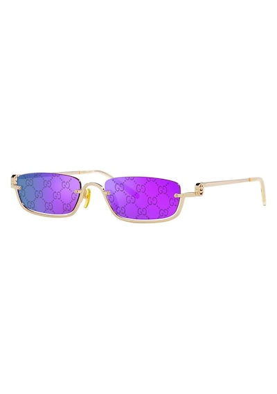 Gucci Gg 1278s 005 55 Kadın Dikdörtgen Gold Metal Güneş Gözlüğü Altın