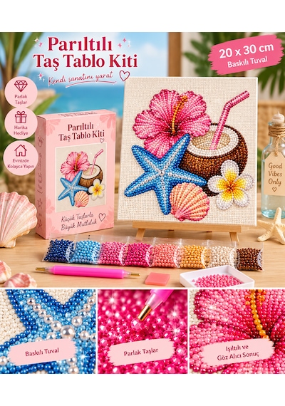 Bedazzling Taşlı Tuval Kiti Küçük Boy Summer 1 Adet