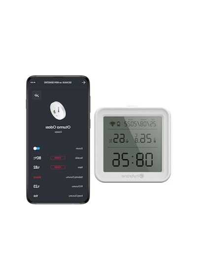 Hybrone Akıllı Wi-fi Lcd Ekranlı Sıcaklık Ve Nem Sensörü, Gerçek Zamanlı Sıcaklık Ve Nem Verileri, Uygulama Üzerinden Anında Bildirim