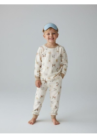 Zekids Erkek Çocuk Animal Baskılı Pamuklu Pijama Takım-16824 Renklı
