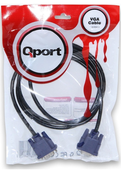 QPORT Q-VGA1.5 15 PİN FİTRELİ 1.5 METRE ERKEK ERKEK MONİTÖR KABLO