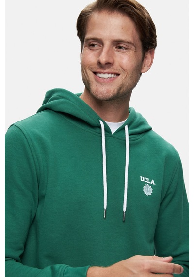 Ucla Nevada Yeşil Kapüşonlu Baskılı Standard Fit Erkek Sweatshirt Yeşil