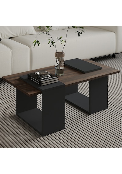 Matris Modern Orta Sehpa Geometrik Tasarım Ve Şık Detaylar Ceviz/antrasit