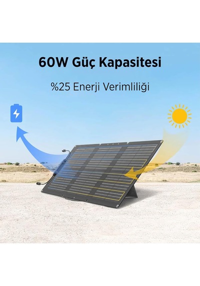 Tr 60w Katlanabilir Taşınabilir Solar Şarj Paneli Ip67 Suya Dayanıklı Usb-a Usb-c Ve Dc Çıkışlı Power Station