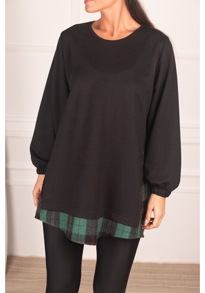 Armonika Kadın Haki Sırtı Ekose Desen Sweatshirt Arm-21k024045