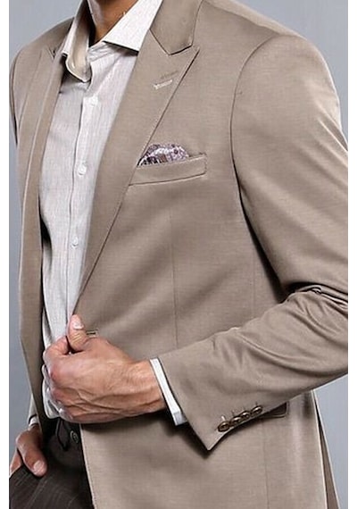 Penye Bej Slim Fit Ceket Wessi 001
