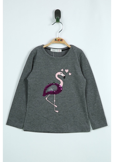 Toontoy Kids Toontoy Kız Çocuk T-shirt Flamingo Nakış Antrasit