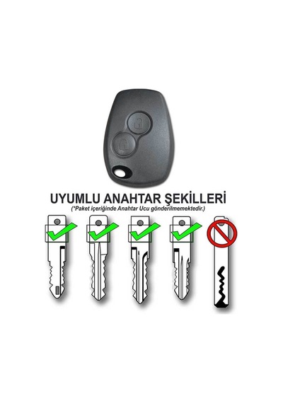 Dacia Logan Sandero Duster Kumanda Kabı Araba Anahtarı Pil Yuvası Yoktur / Logolu