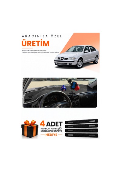 Seat Cordoba 1998-2001 Uyumlu Torpido Koruma Örtüsü Oto Kılıfı - Siyah Gri