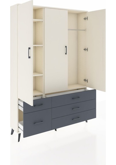 Arges Dolap 5 Raflı 5 Çekmeceli Tek Askılı 132x30x195 Aytaşı-aytaşı/antrasit Aytası/antrasıt Arges Dolap 5 Raflı 5 Çekmeceli Tek Askılı 132x30x195 Aytaşı-aytaşı/antrasit Aytası/antrasıt