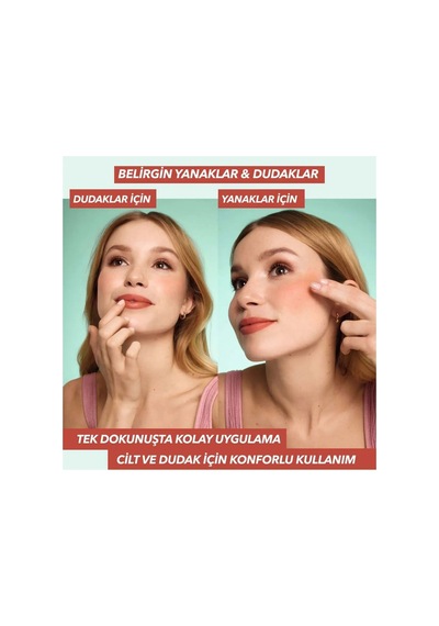 Dudak Ve Yanak İçin E Vitaminli Krem Allık Doğal Bitişli 2'si 1 Arada Renklendirici Egzotik Kırmızı