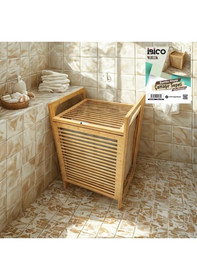 Jenerik Bambu Kirli Çamaşır Sepeti 40x35x60 Cm Çok Renkli
