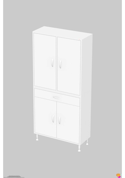 Yeni Afra 75 Cm 4 Kapaklı 10 Raflı Ve Çekmeceli Çok Amaçlı Banyo Dolabı 75 Cm