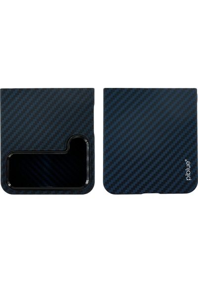 Nettech Samsung Galaxy Uyumlu Z Flip 4 Karbon Seri Arka Koruma Kılıf Mavi