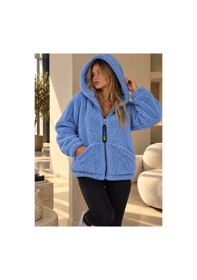 Öners Kadın Kapşonlu Peluş Fermuarlı Sweat Oversize Yumuşak Polar Hoodie Kışlık Sıcak Tutucu Mavi Mavi Öners Kadın Kapşonlu Peluş Fermuarlı Sweat Oversize Yumuşak Polar Hoodie Kışlık Sıcak Tutucu Mavi Mavi