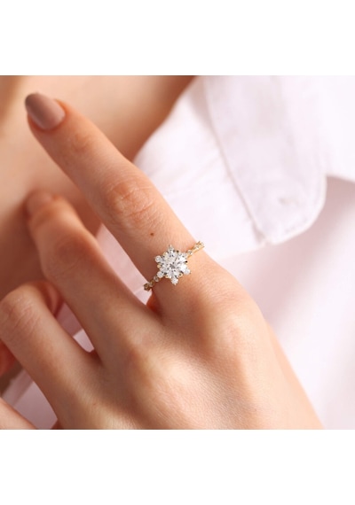 Camdaki Kız Altın Tektaş Yüzük 14K 541095942