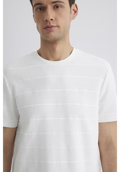 Mavi Erkek Çizgi Detaylı T-shirt M0611409-70057 Kırık Beyaz