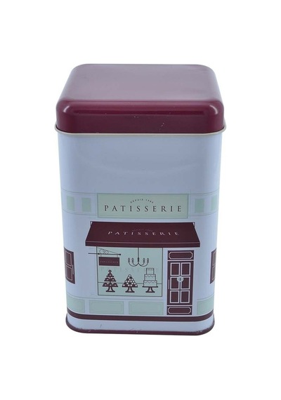 Patisserie Home Desenli Kare Metal Saklama Kabı, 10.5 X 10.5 X 16 Cm, 1.7 Lt