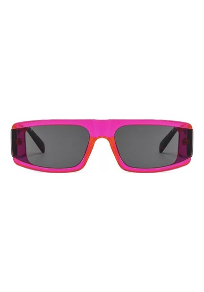 Lunar Pembe Leopar Desenli Kemik Çerçeve Dikdörtgen Vintage Retro Unisex Güneş Gözlüğü