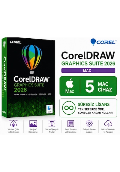 Corel Coreldraw Graphics Suite 2026 Mac - 5 Mac Süresiz Dijital Kod