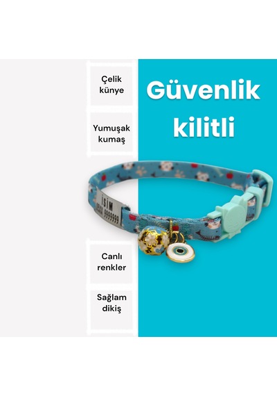 Caramelos Güvenlik Kilit İsimli Kedi Tasması-sallanmayan Mkm