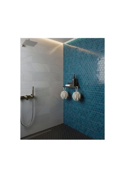 Lazer Kesim Premium Paslanmaz Metal Duş Sabunluğu Ve Banyo Rafı , Banyo Organizeri Siyah