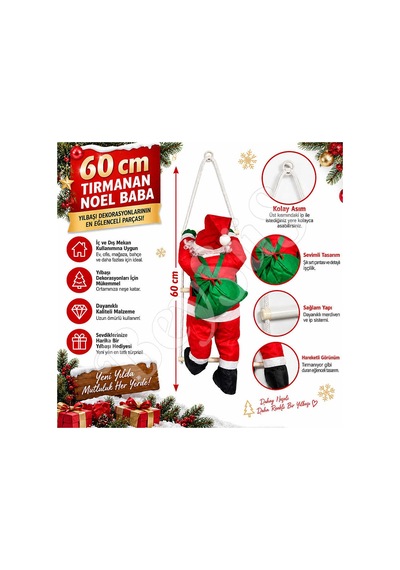 Yılbaşı Tırmanan Noel Baba 60 Cm Diğer