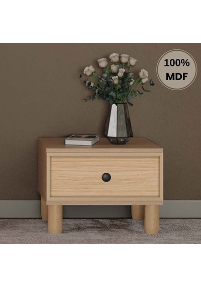 Meşe Mdf Ayaklı Tasarım Komodin Bej