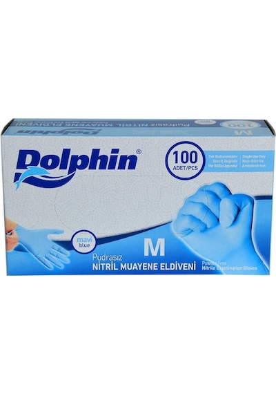 Dolphin Pudrasız Mavi Nitril Muayene Eldiveni 100'lü