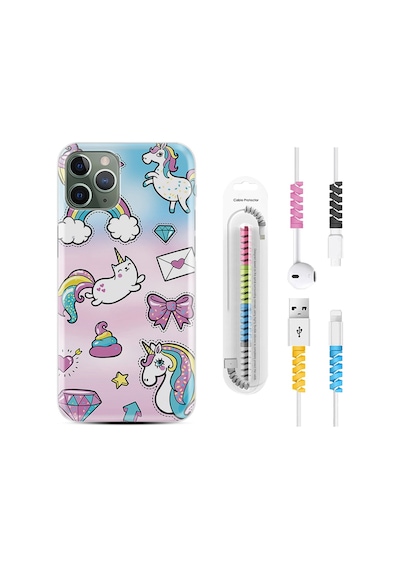 Apple Uyumlu iPhone 11 Pro Kılıf Kablo Koruyuculu Unicorn Mektup 1800