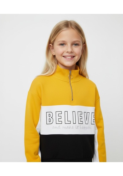 Believe Kız Çocuk Sweatshirt Sarı