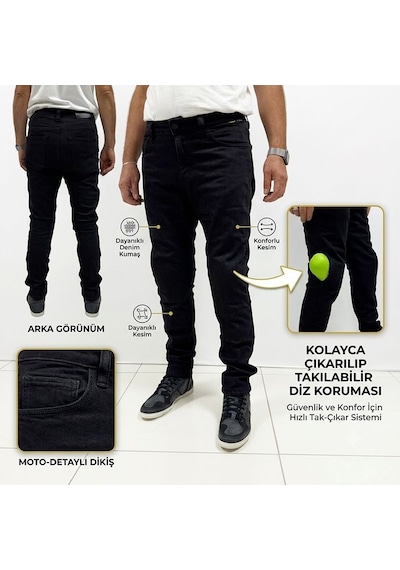 Venom Nova Pro Cordura Kevlar Motosiklet Pantolonu Siyah Korumalı Motorcu Kot Pantolon