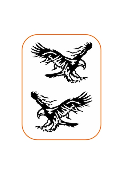 2 Adet Kartal Oto Sticker 20x15 Cm Sağ Ve Sol Siyah
