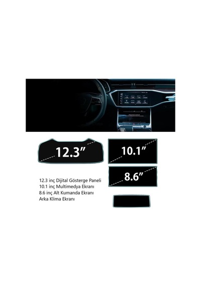 Audi A7 Uyumlu Araç Ekran Koruyucu Set Multimedya Kumanda Gösterge Klima 9h Nano Kırılmaz Şeffaf
