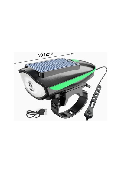 Forte Gt Bisiklet Ön Farı 250 Lm Korna 140db Usb Solar Şarjlı Yeşil Xbyc 6163 Yeşil