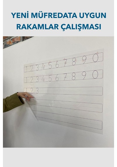 1.sınıf Rakamlar Çalışması, Harfli Kılavuz, Kılavuz Çizgili Set Statik Akıllı Kağıt Yazı Tahtası Şeffaf