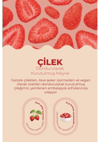 Çilek Kuru Meyve Cipsi - Dondurularak Kurutulmuş Freeze Dried Çıtır Çilek - 15g - 630496023 Diğer
