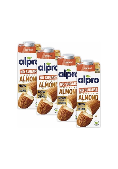 Alpro Şekersiz Badem Sütü 4x1 L Vegan Laktozsuz Bitkisel Bazlı