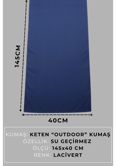 Marin Masa Örtüsü Runner 145x40 Su Geçirmez Outdoor Keten Tekne Bahçe Salon Mutfak Lacivert