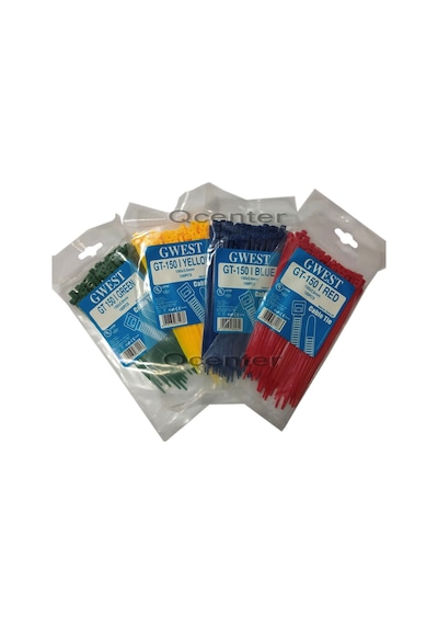 Gwest 3.6X150Mm 15Cm Renkli Plastik Kablo Bağı 100 Adet Siyah