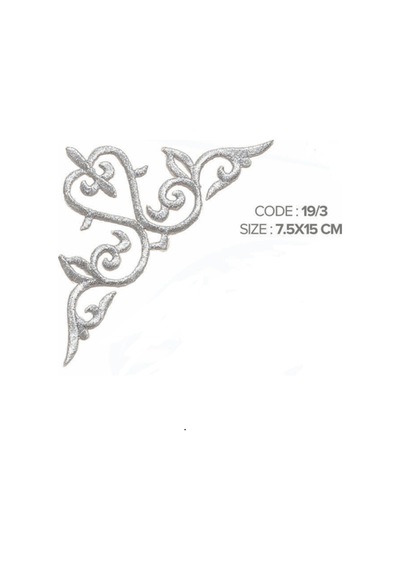 Ütü İle Yapışan Gümüş İşlemeli Motif Patch Taban:15cm Yükseklik:7.5cm 1 Adet - 691596468