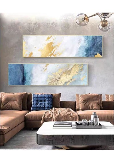 Yatak Odası Büyük Boy El Yapımı Yağlı Boya Tablo 164x64cm