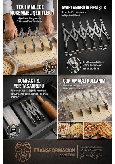 5 Tekerlekli Ayarlanabilir Akordeon Hamur Kesici Mantı Erişte Kesme Ruleti Profesyonel Paslanmaz Çelik Pasta Şerit Dilimleyici Bıçak Mantı Matik Pizza Kesici 723414