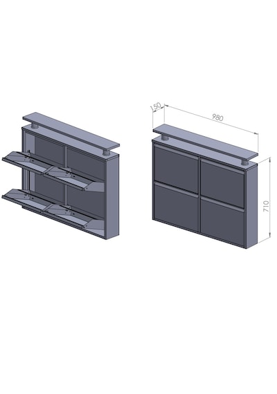Kaser Metal 2+2'Li Metal Ayakkabılık Beyaz - Siyah