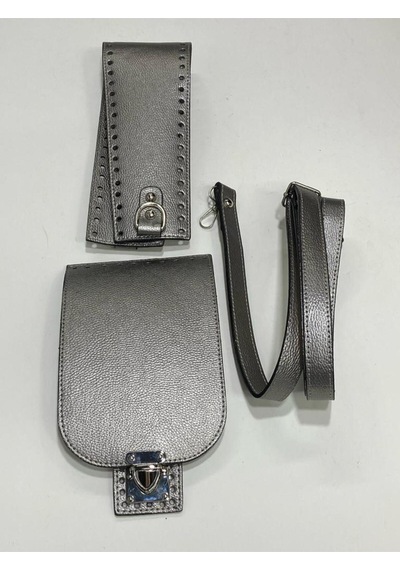 Karantuhafiye Makaron Çanta Örgü Seti / 3 Parça Silver Silver Çok Renkli