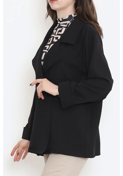 Oversize Düğmeli Ceket Siyah - 951.1247. Çok Renkli