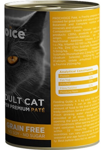 Pro Choice Tavuklu Yetişkin Kedi Konservesi 12 x 400 G