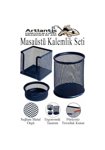Lacivert Metal Evrak Rafı 3 Lü Ve Masaüstü Kalemlik 3 Lü 1 Paket Masaüstü A4 Dosya 3 Katlı Düzenleyici Kağıt Tepsisi